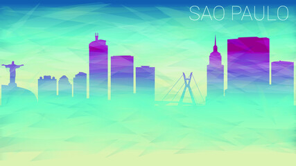 Sao Paulo Brazil. Broken Glass Abstract Geometric Dynamic Textured. Banner Background. Colorful Shape Composition.