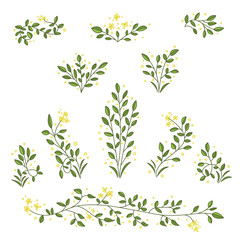 Set of flowers and leaves - Stationery vectors
