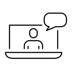 Simple linear icon for remote online communication or training or work