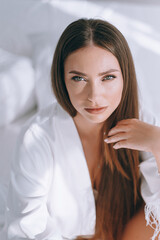 young beautiful brunette boudoir shooting model plus
