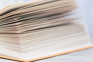 Open book with many pages. Education and wisdom concept.