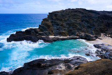 Aqua blue seawater in Hawaii