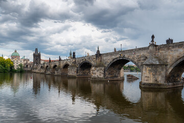 Fototapeta na wymiar Charles Bridge with the Old Town Bridge Tower in Prague.