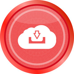 abstract cloud icon. Upload download button. Load symbol. Round button
