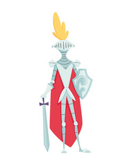 Medieval kingdom character of middle ages historic period vector Illustrations. Knight in armor