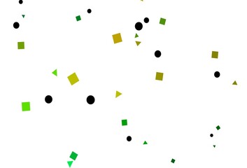 Light Green, Yellow vector template with crystals, circles, squares.