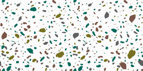 terrazzo floor texture seamless pattern. Abstract design texture for print. Geometric vector shape. Retro art. stone repeat wallpaper. White marble rock tile.