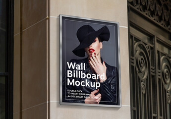 Billboard Hanging on Company Wall Mockup