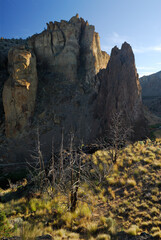 First light on Rim Rock trail and Morning glory wall at Smith Rock Oregon