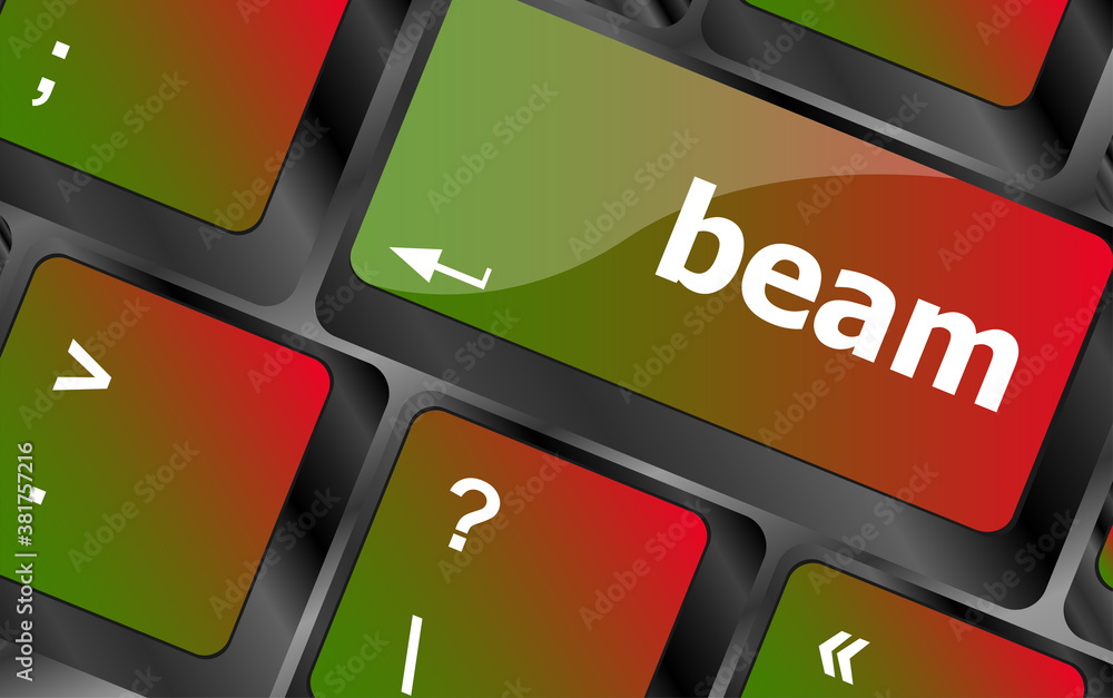 Poster beam word on keyboard key, notebook computer button