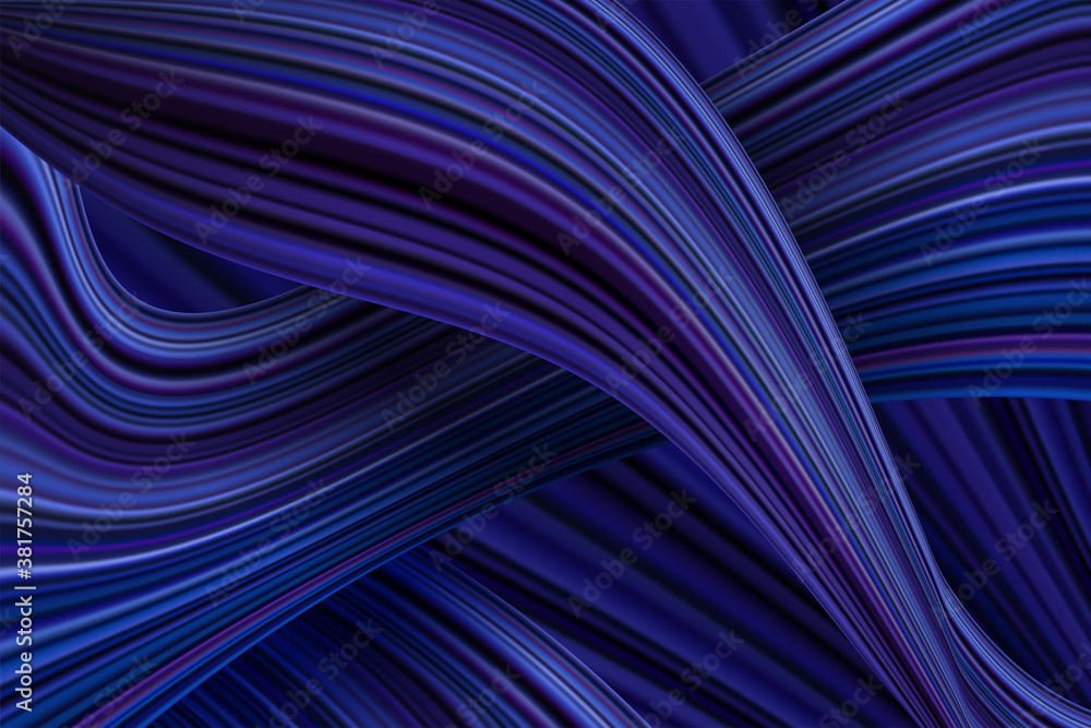 Poster Abstract banner with colorful shapes. Fluid and wavy threads.