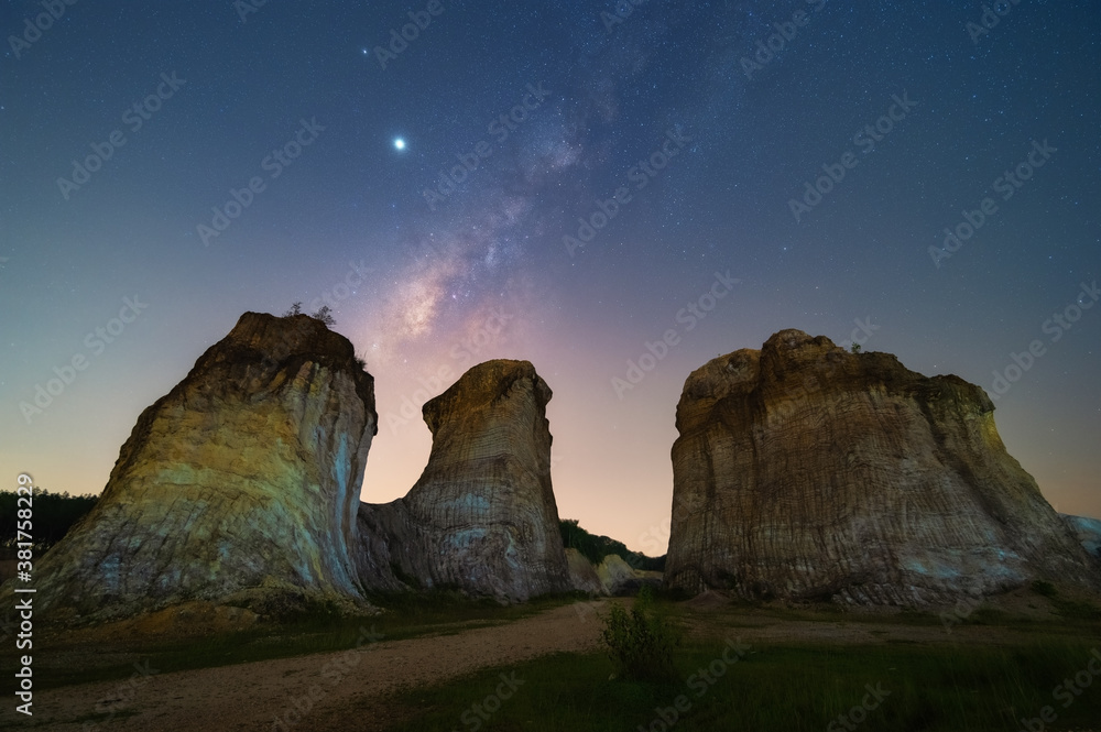Canvas Prints milky way raised above the hill, low noise low exposure stacking processed image