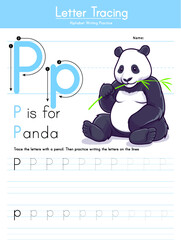 Letter tracing P for Panda