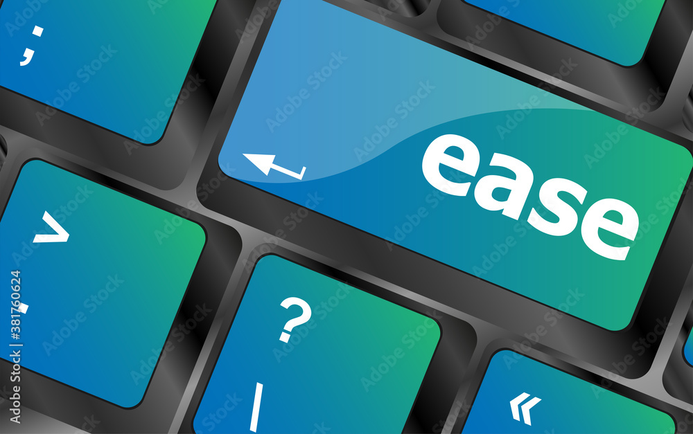 Poster ease word on keyboard key, notebook computer button
