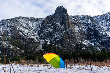 umbrella in the mountains