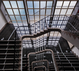 black staircase with white lines and shadows