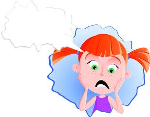 Cartoon girl face emotion expression avatar 