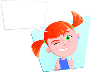 Cartoon girl face emotion expression avatar 