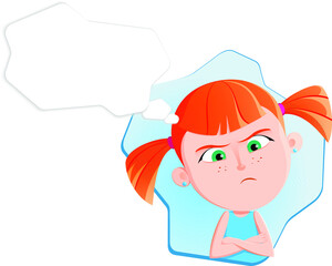 Cartoon girl face emotion expression avatar 