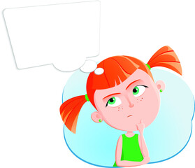 Cartoon girl face emotion expression avatar 