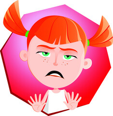 Cartoon girl face emotion expression avatar 