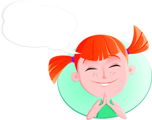 Cartoon girl face emotion expression avatar 