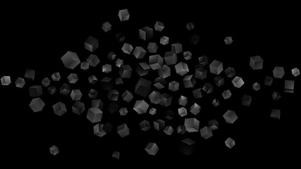 Many flying cubes. Vector background