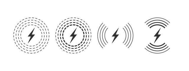 Wireless charging linear style. Wireless charging icon concept. Charging icons set for web and animation. Vector illustration