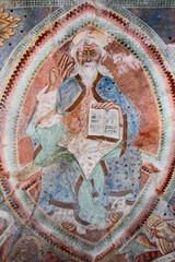 Dio Padre benedicente; affresco di Giovanni e Battista Baschenis nella chiesa dei sani Filippo e Giacomo e Segonzone (Trentino)