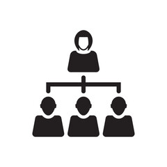 leader connection team icon - organization network icon - Business woman hierarchy icon