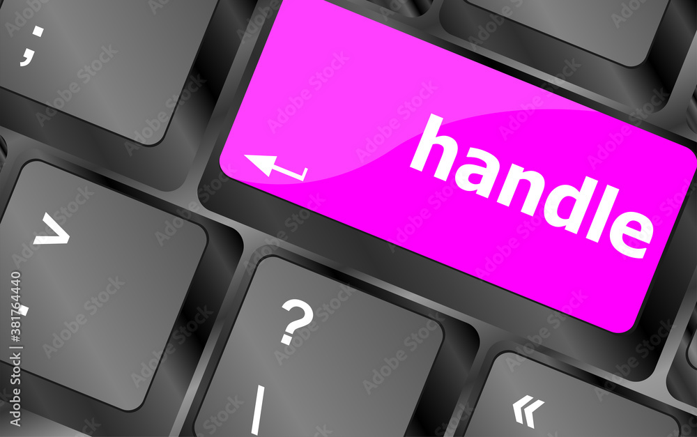 Poster computer keyboard with words handle on enter button