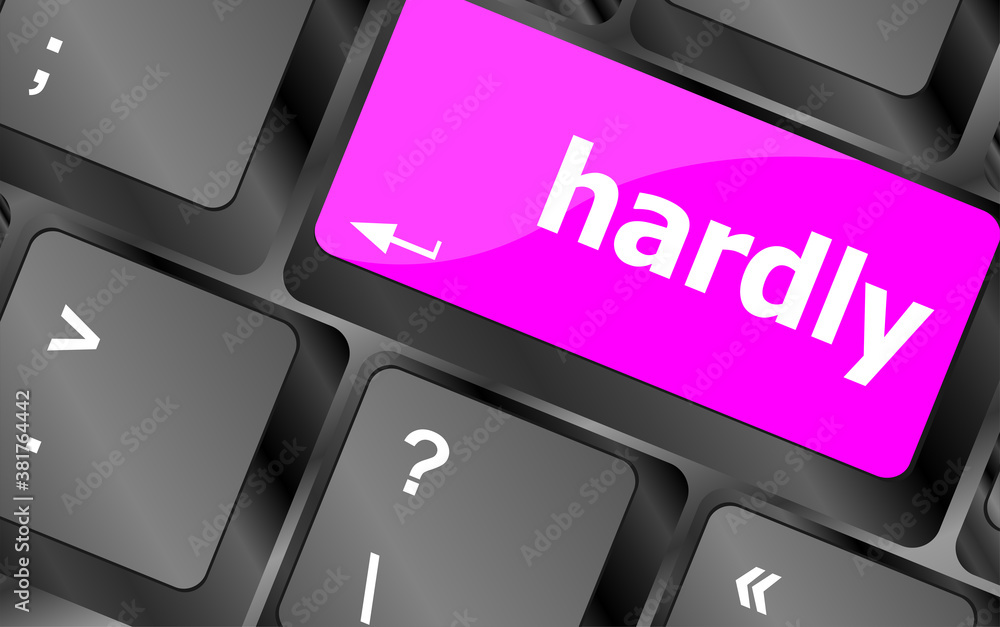 Poster computer keyboard with words hardly on enter button
