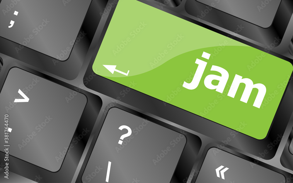 Poster jam word on computer keyboard pc key
