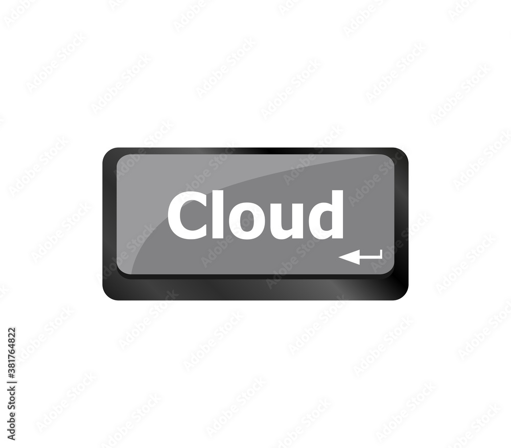 Poster computer keyboard key with cloud computing button