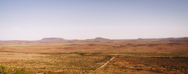 Panoramic landscape of West Texas desert.