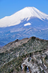 冬の富士山眺望 丹沢山地の鍋割山より望む