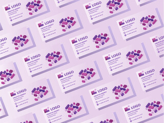 A pattern of business cards with an image of a playable plastic construction kit for children and a logo for your business or craft agency. Vector. Corporate identity concept. Brand. Add your details