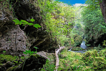 Canyon at river Korana close to the town of Rastoke in Croatia during daytime