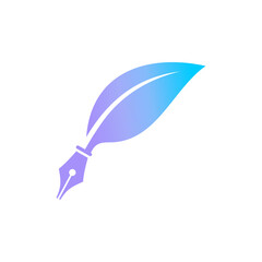Leaf pen logo design vector