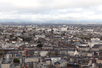 Fototapeta na wymiar Aerial view of Nantes with Saint-Clement, France