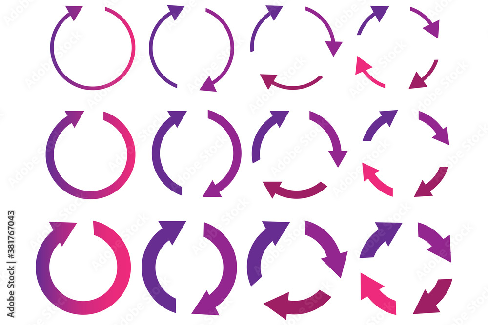Poster colored circles arrows. circular cycle. recycling symbol. cyclic curve. refresh chart. vector illust