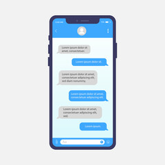 Concept of a mobile chat or conversation of people via mobile phones.