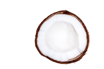 Half of coconut isolated on white background