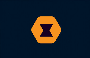 geometric X alphabet letter logo icon template. Hexagon orange design for business and company