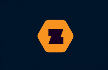geometric Z alphabet letter logo icon template. Hexagon orange design for business and company