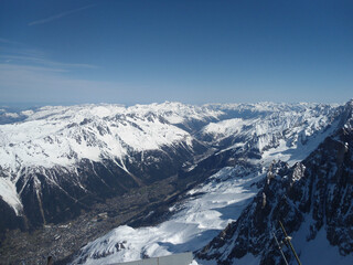 Cghamonix valley viewed from Aguille du Midi, France