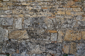Texture of an old stone wall. Vintage back from shell rock.
