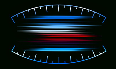 Abstract blue and red light trails in the dark, motion blur effect