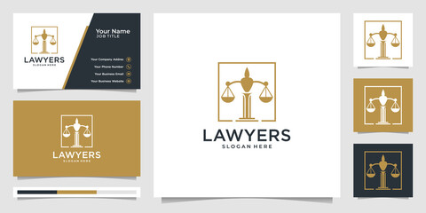 Symbol of the law of premium justice. law firm, law offices, attorney services, luxury logo design inspiration. Premium Vector