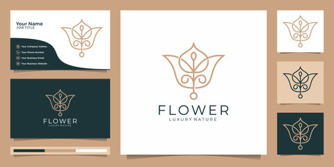Minimalist elegant flower rose luxury beauty salon, fashion, skincare, cosmetic, yoga and spa products. Premium Vector